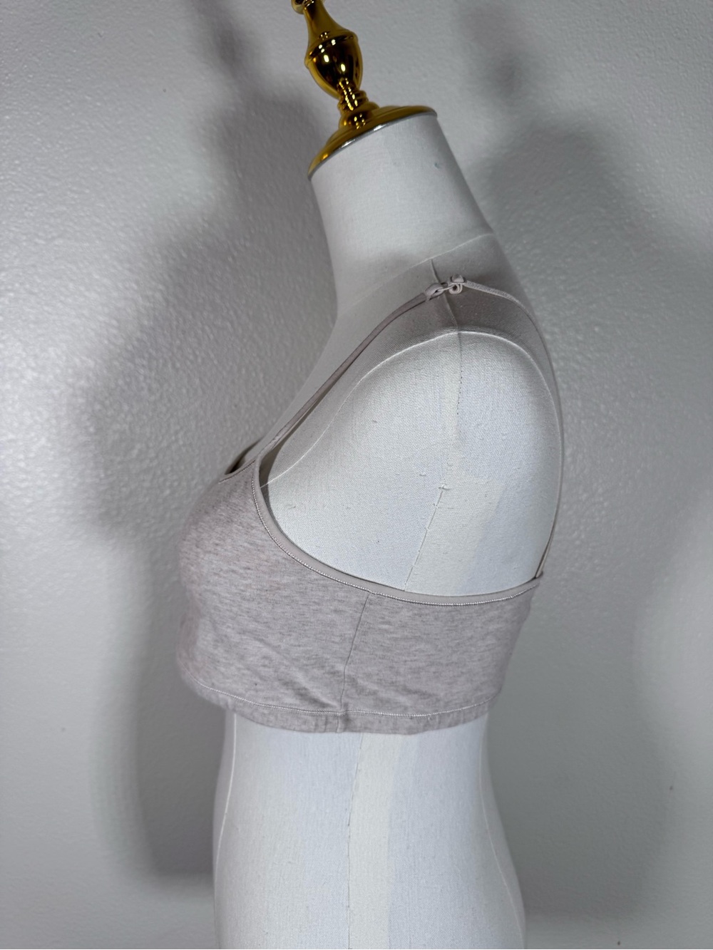 Minimal Spaghetti-Strap Crop Top in Light Cream - Picture 2 of 8